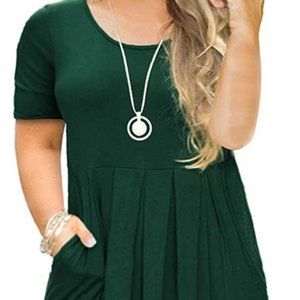 Tralilbee Women Plus Size 2x Short Sleeve Dress Pleated Swing Dress